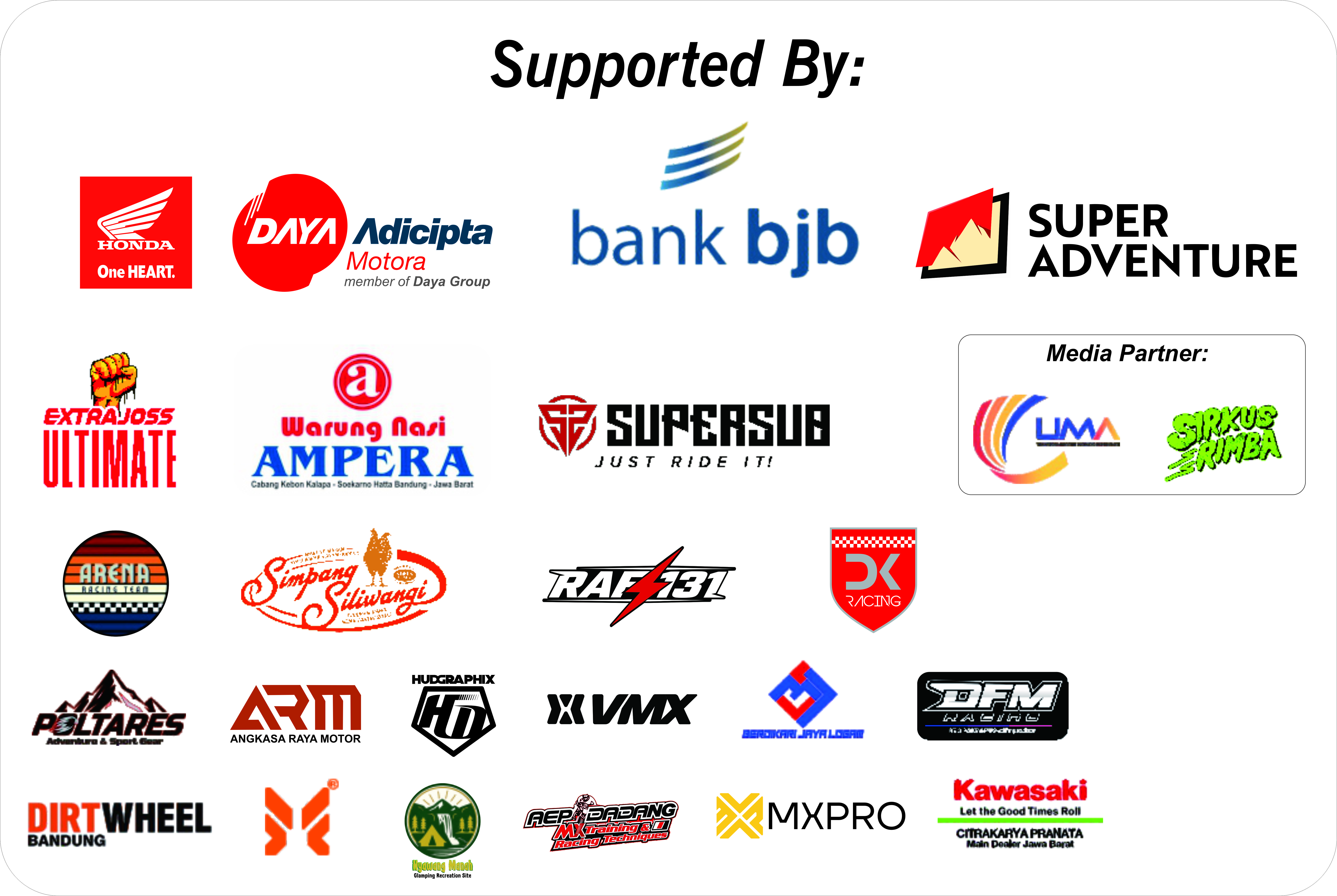 Supported by bank bjb, Super Adventure, dan mitra Trabas Merdeka 23